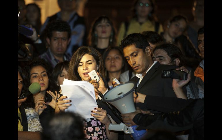 Estrellas del cine le dieron voz a los reclamos de los padres de los alumnos desaparecidos. EL INFORMADOR / J. Mendoza