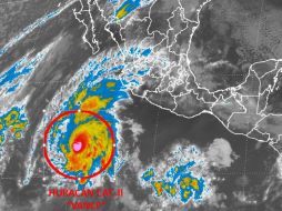 Imagen de satélite que muestra el dominio nuboso de 600 km de diámetro del huracán 'Vance'. TWITTER / conagua_clima