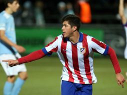 De esta forma celebró Diego el tanto que clasificó al equipo español. ESPECIAL / clubatleticodemadrid.com