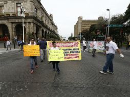 Durante más de dos horas bloquearon las avenidas Hidalgo y Alcalde. EL INFORMADOR / A. Hernández