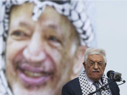 El presidente palestino, durante la conmemoración del aniversario 10 de la muerte de Yaser Arafat. EFE /