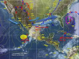 Prevén que el frente frío se extenderá mañana miércoles sobre el norte del Golfo de México. ESPECIAL / @conagua_clima