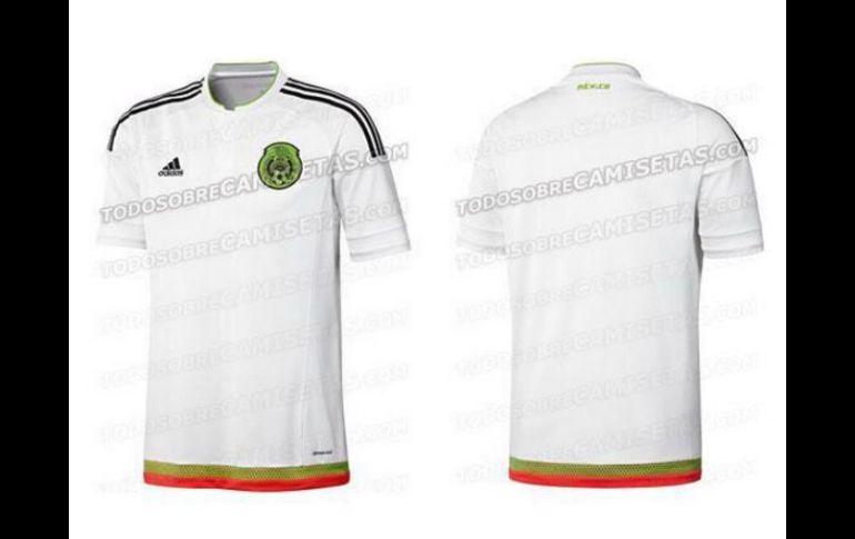 Esta es la imagen filtrada de la posible nueva piel del Tri para la Copa América Chile 2015. ESPECIAL / todosobrecamisetas.com