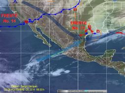 El frente frío 14 ingresará durante la tarde del domingo por los estados fronterizos del norte. ESPECIAL / smn.cna.gob.mx