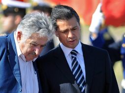 En la foto, los mandatarios de México y Uruguay, Mujica y Peña Nieto. AFP / M. Rojo