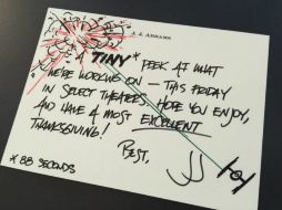 A falta de confirmación de las productoras, el director publicó en redes sociales el estreno del tráiler. TWITTER / @Bad_Robot.