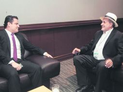 Reunión. El gobernador Aristóteles Sandoval y el secretario de Estado del Buen Vivir de Ecuador, Freddy Ehlers. ESPECIAL /