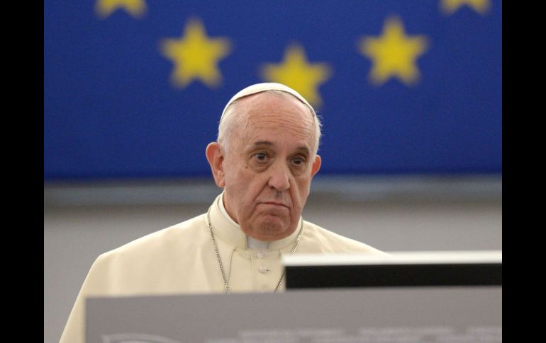 El Papa Francisco mientras pronunciaba su discurso en el Parlamento Europeo. AFP / P. Hertzog