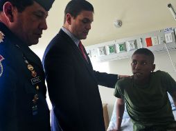 Los dos liberados permanecerán un tiempo en el Hospital Militar de Bogotá para inspección médica. AFP / Ministerio de Defensa