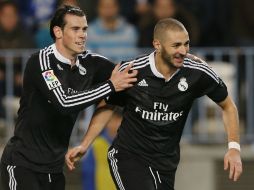 Las anotaciones fueron de Benzemá (d) a los 18 minutos y de Bale (i) a los 83 minutos. EFE / J. Zapata