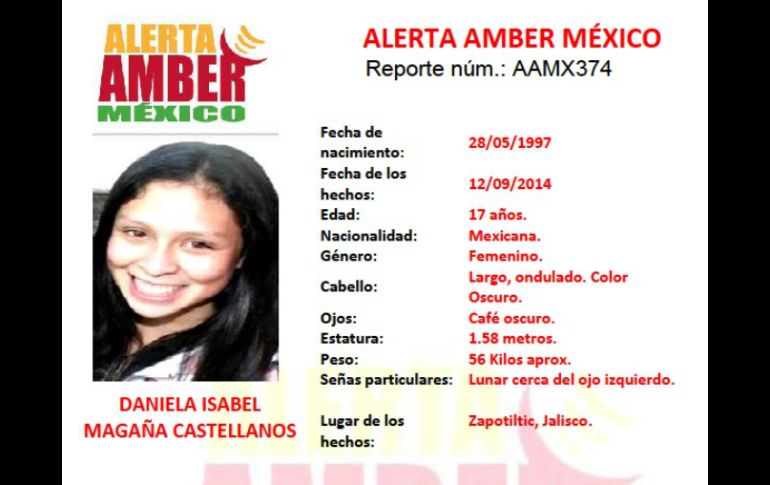 En caso de tener alguna información, se cuenta con atención las 24 horas en el centro telefónico Alerta Amber Jalisco 30 30 49 49. ESPECIAL /