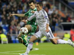 Javier 'Chicharito' Hernánde jugó los 90 minutos del partido de Champions frente al Ludogorets. EFE / A. Martín