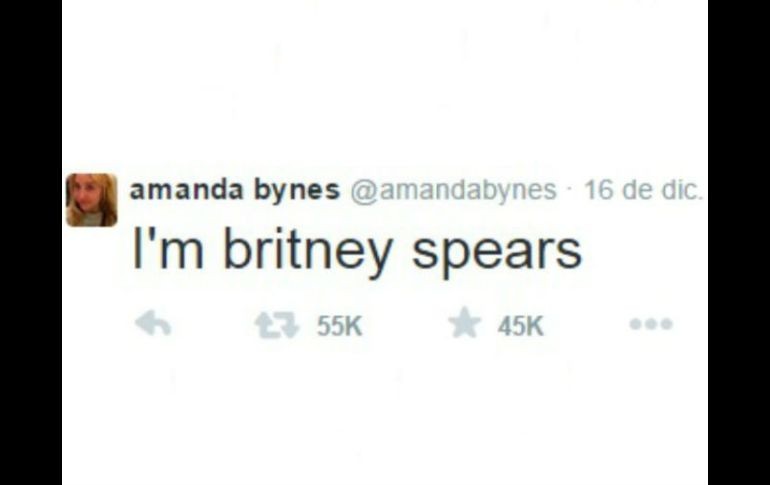 Según Bynes, fue un buen día para decir que ella era Britney Spears. TWITTER / amandabynes