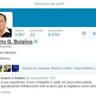 Cierran cuenta de Twitter de 'Chespirito'