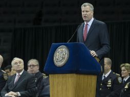 El alcalde de Nueva York, Bill de Blasio mencionó en su discurso que los oficiales nunca serán olvidados. AP / ARCHIVO