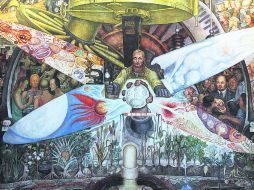 Obra. Mural pintado al interior del Palacio de Bellas Artes, en la Ciudad de México. NTX /  BERNARDO MONCADA