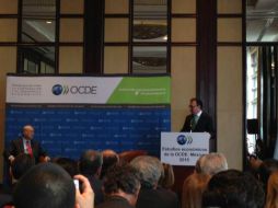 Luis Videgaray, durante la presentación del Estudio Económico de la OCDE sobre México. TWITTER / ‏@ppenia