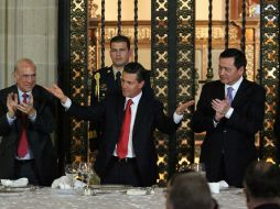 Durante la Reunión de Embajadores y Cónsules en el Palacio Nacional, el Mandatario expone los cinco objetivos de este año. SUN / L. Godínez