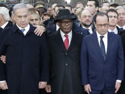 Benjamin Netanyahu participa este domingo en París en la manifestación en repulsa a los atentados. AFP / P. Wojazer