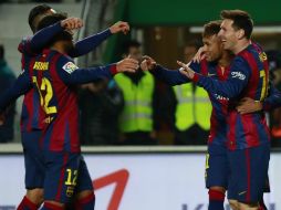 Messi y Neymar se lucen tanto con pases de gol como con un doblete cada uno. AFP / J. Jordán