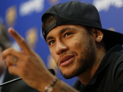 El delantero brasileño del Barcelona, Neymar da Silva Jr, durante la presentación de un nuevo patrocinador. EFE / A . García