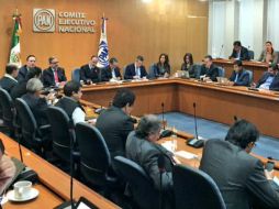 Gustavo Madero, en reunión con los presidentes de los comités estatales. TWITTER / ‏@BlancaJC