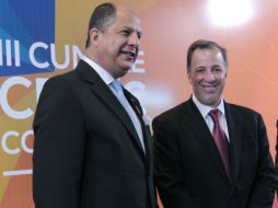 El presidente de Costa Rica, Luis Guillermo Solís, y el secretario de Relaciones Exteriores, José Antonio Meade. NTX / Especial