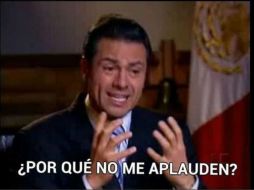 Tuiteros rápidamente convirtieron en tendencia la frase #YaSéQueNoAplauden dicha al final del mensaje de Peña Nieto esta tarde. TWITTER / @VirgenMaria
