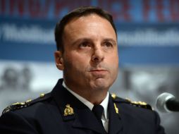 James Malizia, comisionado de seguridad policial, hace el anuncio de la aprehensión de los tres reclutas yihadistas. AP / S. Kilpatrick