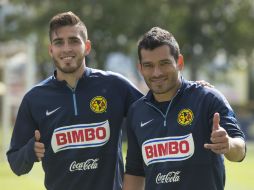 Ventura Alvarado (izq.) y Miguel Samudio (der.) ayer tras su rueda de prensa en Coapa. MEXSPORT / O. Martínez