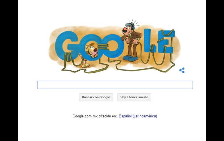 Regino Burrón y su perro adornan la entrada de hoy al buscador de Google México. ESPECIAL / GOOGLE