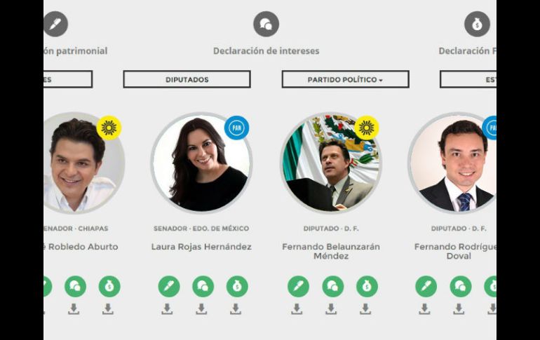 Zoé Robledo, Laura Rojas, Fernando Belaunzarán y Fernando Rodríguez son los primeros legisladores en publicar sus datos personales. ESPECIAL / legisladortransparente.mx