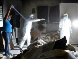 El fiscal confirma que los cuerpos hallados cubiertos con cal son de diferentes edades y que ya se les practica la necropsia de ley. AFP /