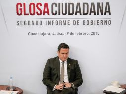 Aristóteles Sandova, durante el ejercicio de la Glosa Ciudadana del segundo informe de actividades de su administración. EL INFORMADOR / A. Hernández