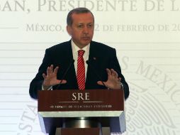 Erdogan se refiere a este crimen al término de su discurso durante una comparecencia de prensa conjunta con Peña Nieto. NTX / J. Arciga