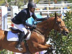 Rodrigo Gómez monta a 'Faro' durante la prueba lIbre a 1.40 metros. EL INFORMADOR / M.Vargas