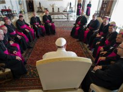 El Papa Francisco, durante la audiencia mantenida con clérigos ortodoxos y obispos ucranianos en El Vaticano. EFE /
