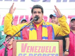 Con simpatizantes. El presidente Nicolás Maduro Moros, durante un acto de Gobierno en San Felipe, Venezuela. AP /