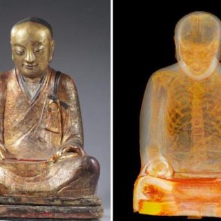 Descubren momia dentro de estatua de Buda