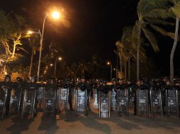 La Policía Federal contabilizó un grupo aproximado de cuatro mil 500 manifestantes de la CETEG. NTX / J. Pazos