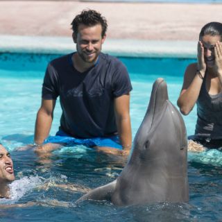 César Ramírez, el 'Tiburón' nada con delfines