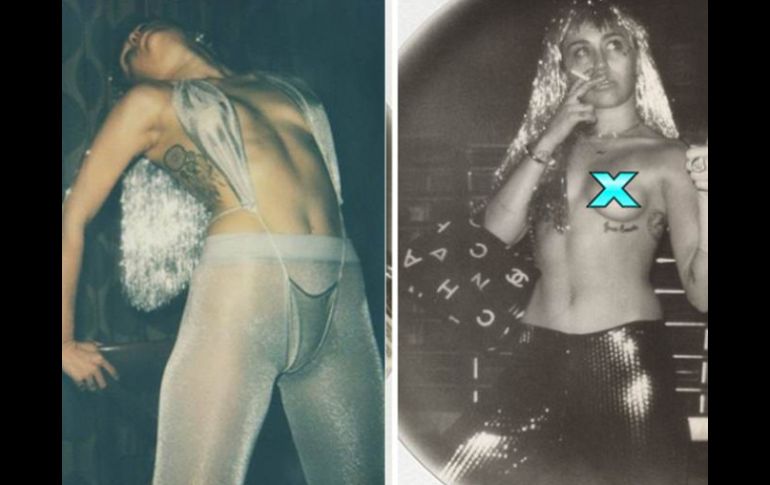 Una de las fotografías la muestra sólo con mallas y un monoquini plateado. ESPECIAL / hollywoodlife.com