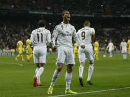 Cristiano Ronaldo festeja el gol que marcó para el Real Madrid. AP / A. Kudacki