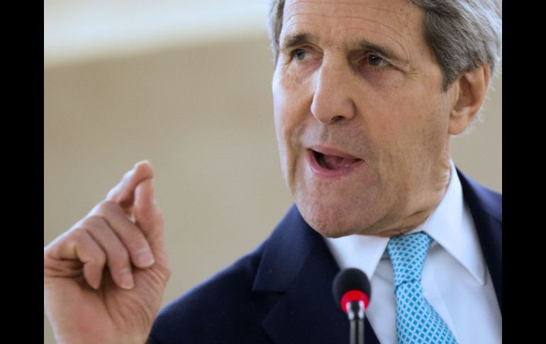El secretario de Estados Unidos, John Kerry, ofrece una rueda de prensa en la sede de la ONU en Ginebra. AP / E. Vucci