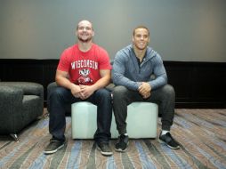 Chris Borland y Shayne Skov (derecha) están en Guadalajara, donde ayer tuvieron una jornada de entrevistas con medios de comunicación. EL INFORMADOR / A. Hinojosa