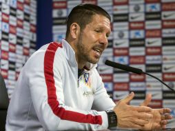 Diego Pablo Simeone, durante la rueda de prensa que ofreció tras el entrenamiento de la plantilla rojiblanca. EFE / E. Naranjo