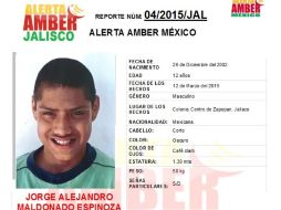 Información oficial proporcionada por las autoridades para dar con el paradero del menor. ESPECIAL /