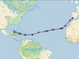 Esta es la ruta que Abraham Levy siguió durante su viaje. TWITTER / @AbrahamLevy