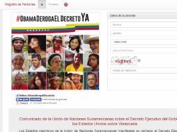 Se habilitó una página de Internet en la que cualquier persona puede aportar su firma. ESPECIAL / obamaderogaeldecretoya.org.ve