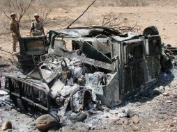 Cuatro de los vehículos del comboy Hutíe resultaron destruídos en la emboscada. AP / ARCHIVO